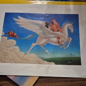 Disney Hercules and Pegasus Flying Print